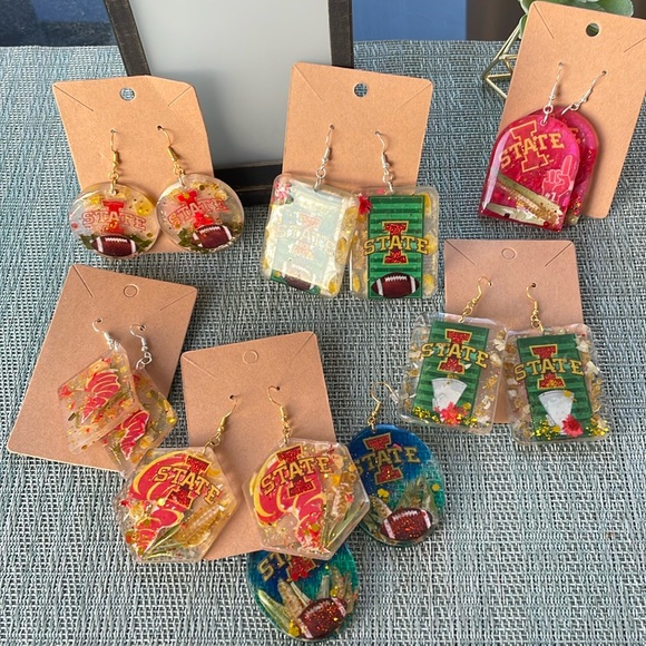 #1 Fan Sports Handmade Earrings Size Medium - Picture 6 of 9